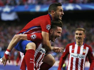Football Soccer - Atletico Madrid v Bayern Munich - UEFA Champions League Semi Final First Leg - Vicente Calderon Stadium - 27/4/16
Saul Niguez celebrates with Koke after scoring the first goal for Atletico Madrid
Reuters / Sergio Perez
Livepic
EDITORIAL USE ONLY.